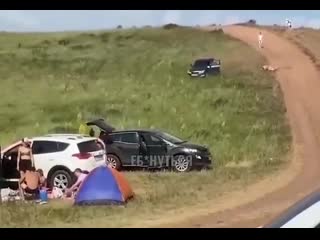 the driver in bashkiria could not cope with his trough and it flew into the crowd of vacationers on the beach