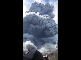 mount sinabung erupted with ash 5000 meters high. sumatra island indonesia